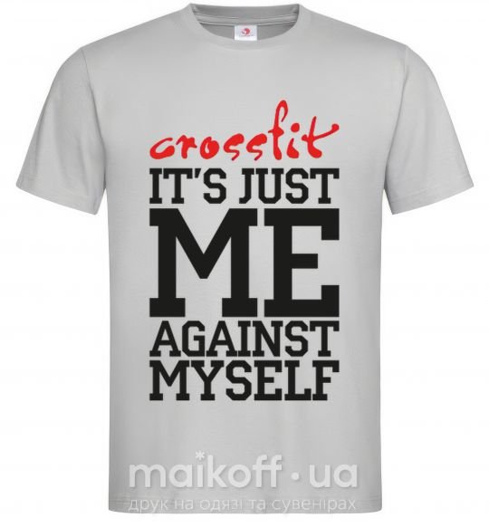 Мужская футболка Crossfit it's just me against myself Серый фото