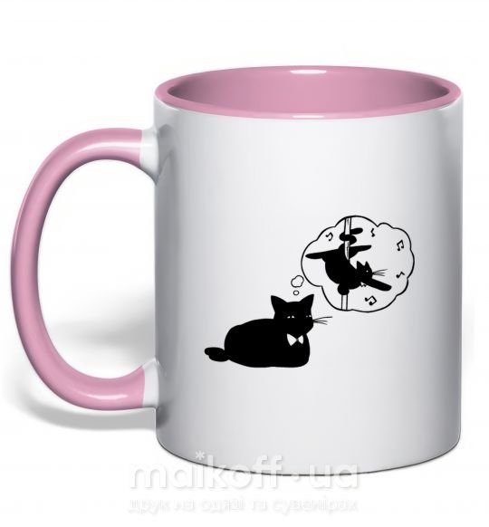 Чашка з кольоровою ручкою Pole cat dream Ніжно рожевий фото