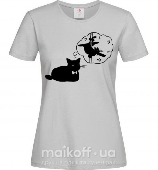Женская футболка Pole cat dream Серый фото