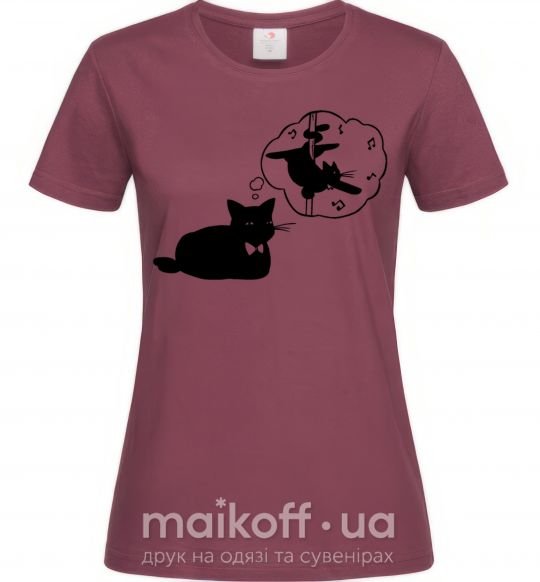 Женская футболка Pole cat dream Бордовый фото