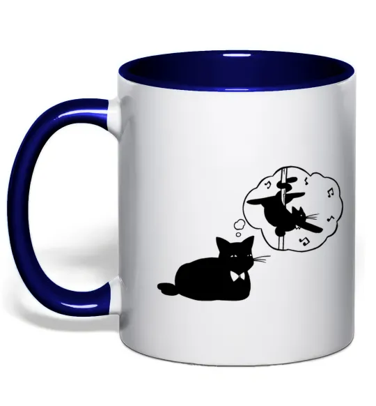 Чашка з кольоровою ручкою Pole cat dream Глибокий темно-синій фото