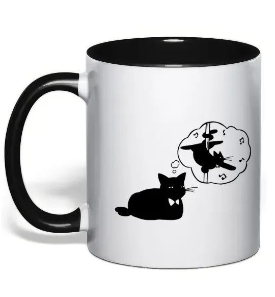 Чашка з кольоровою ручкою Pole cat dream Чорний фото