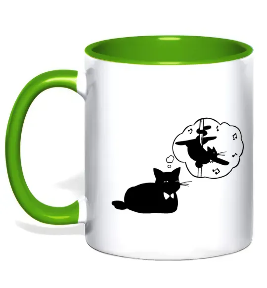 Чашка з кольоровою ручкою Pole cat dream Зелений фото