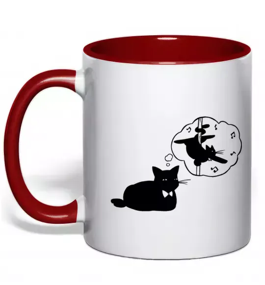 Чашка з кольоровою ручкою Pole cat dream Червоний фото