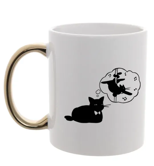 Чашка з кольоровою ручкою Pole cat dream Золото фото