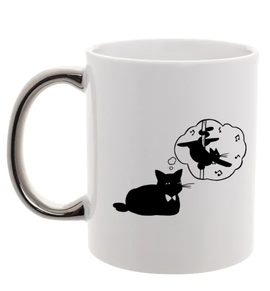 Чашка з кольоровою ручкою Pole cat dream Срібло фото