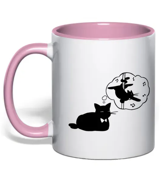 Чашка з кольоровою ручкою Pole cat dream Ніжно рожевий фото