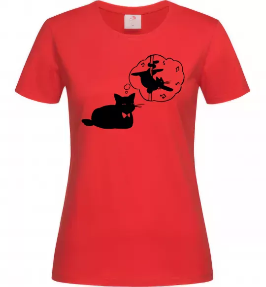 Женская футболка Pole cat dream Красный фото