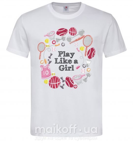 Чоловіча футболка Play like a girl Білий фото