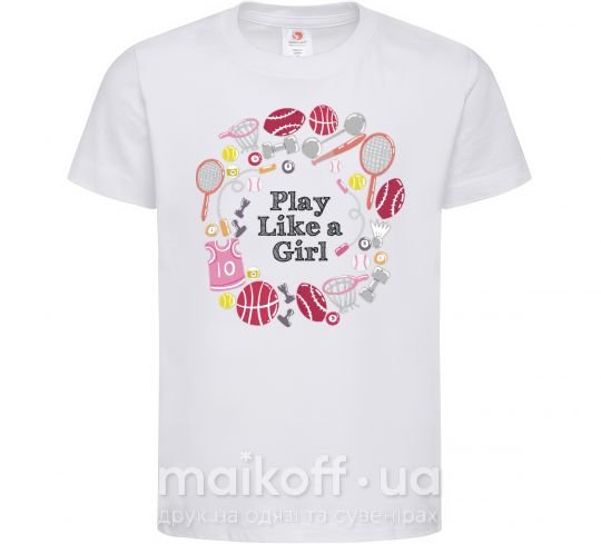 Детская футболка Play like a girl Белый фото