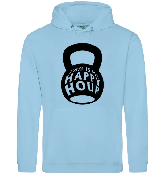 Мужская толстовка (худи) This is my happy hour weight Голубой фото