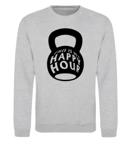 Світшот This is my happy hour weight Сірий меланж фото