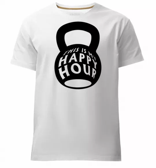 Мужская премиум футболка This is my happy hour weight Белый фото