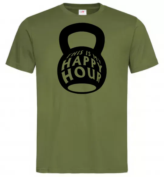 Чоловіча футболка This is my happy hour weight Оливковий фото