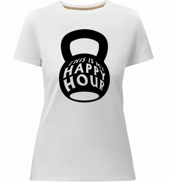 Женская премиум футболка This is my happy hour weight Белый фото