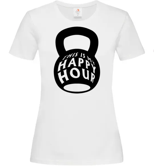 Женская футболка This is my happy hour weight Белый фото