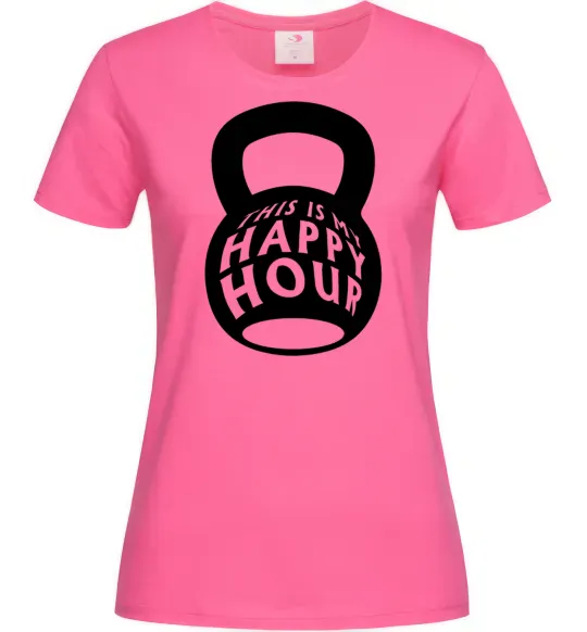 Женская футболка This is my happy hour weight Ярко-розовый фото