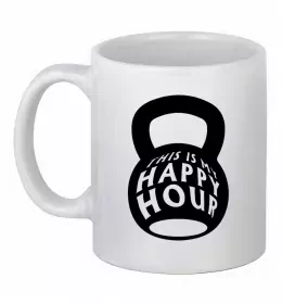 Чашка керамічна This is my happy hour weight Білий фото