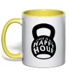 Чашка с цветной ручкой This is my happy hour weight Солнечно желтый Чашка с цветной ручкой This is my happy hour weight Солнечно желтый фото
