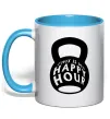 Чашка с цветной ручкой This is my happy hour weight Голубой Чашка с цветной ручкой This is my happy hour weight Голубой фото