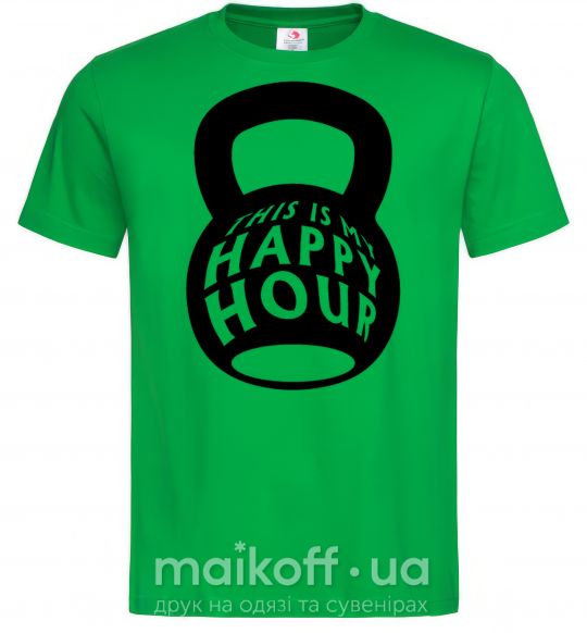 Мужская футболка This is my happy hour weight Зеленый фото