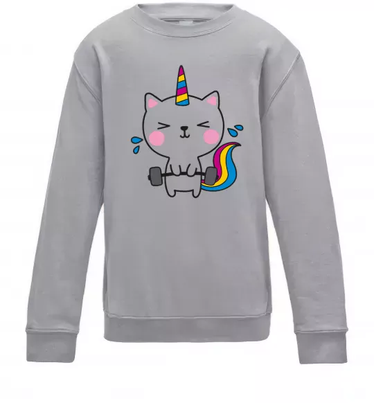 Детский Свитшот Deadlift unicorn Серый меланж фото