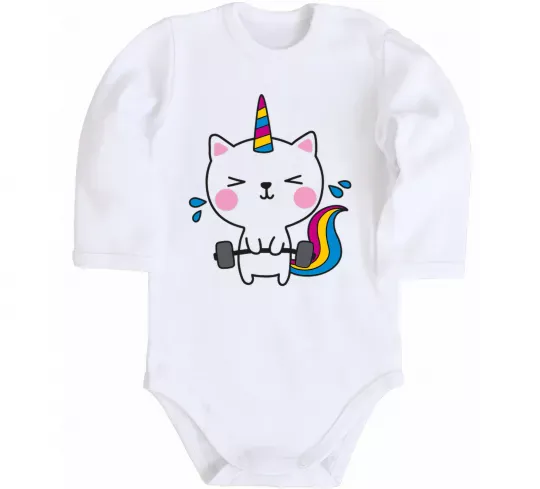 Детский боди Deadlift unicorn Белый фото