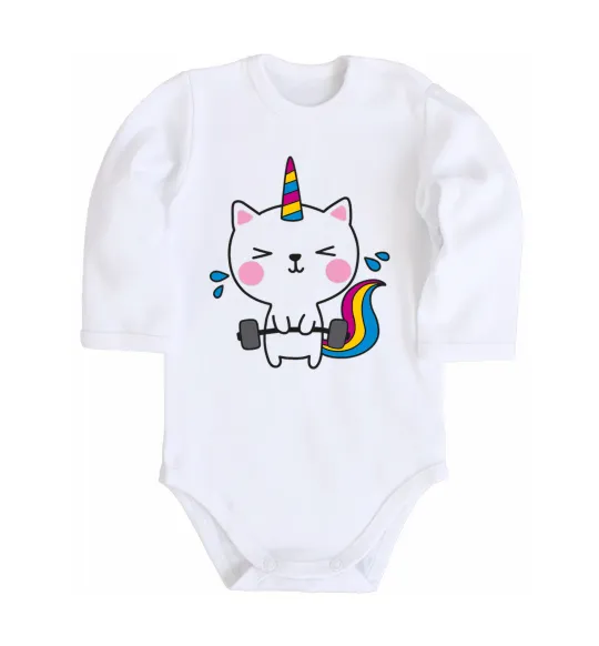 Дитячий бодік Deadlift unicorn Білий фото