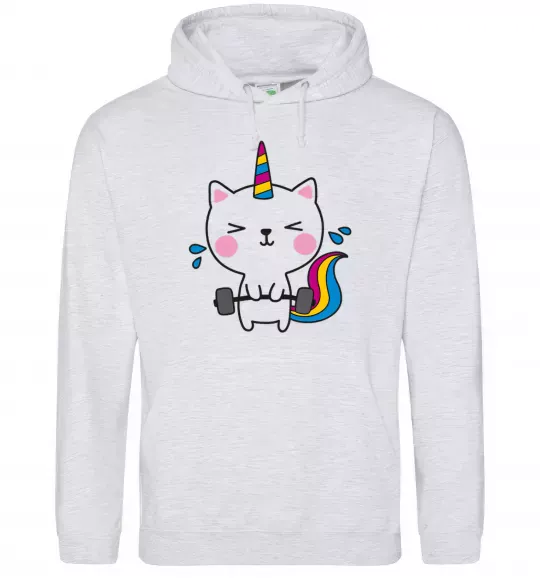 Чоловіча толстовка (худі) Deadlift unicorn Сірий меланж фото