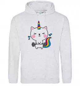 Чоловіча толстовка (худі) Deadlift unicorn Сірий меланж фото