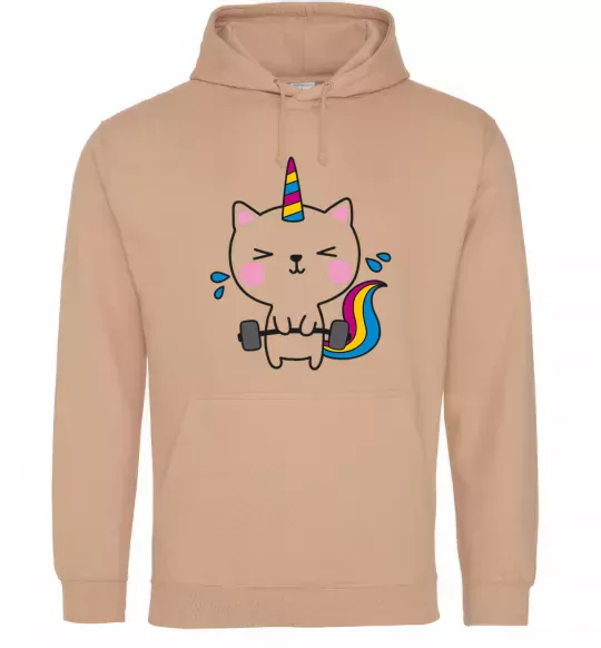 Чоловіча толстовка (худі) Deadlift unicorn Пісочний фото