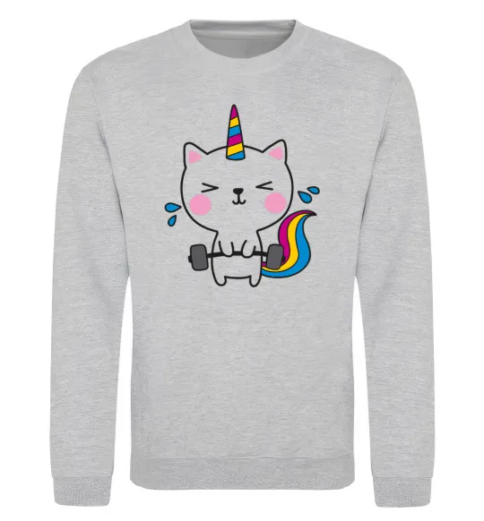 Світшот Deadlift unicorn Сірий меланж фото