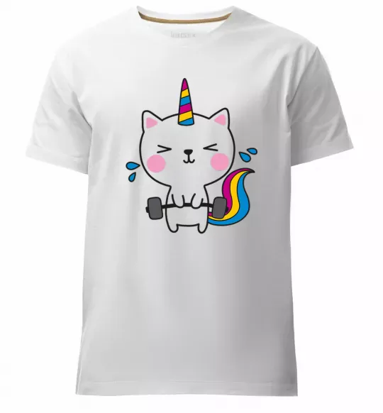 Мужская премиум футболка Deadlift unicorn Белый фото