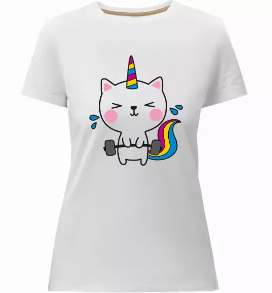 Женская премиум футболка Deadlift unicorn Белый фото