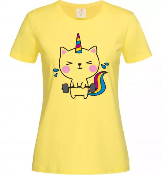 Жіноча футболка Deadlift unicorn Лимонний фото