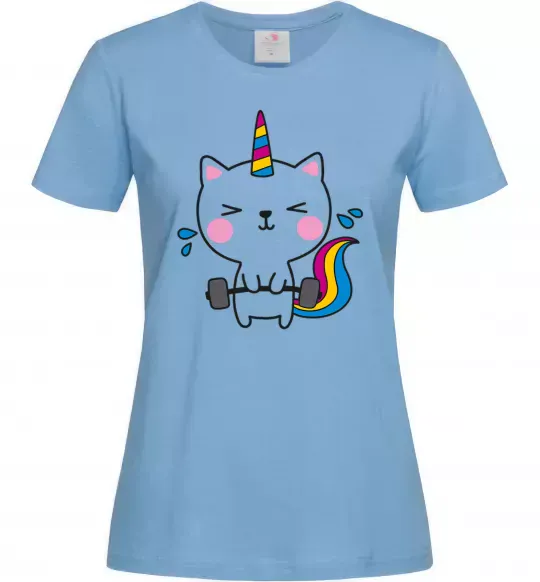 Жіноча футболка Deadlift unicorn Блакитний фото