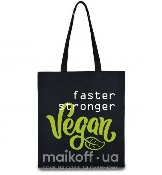 Еко-сумка Faster stronger vegan lettering Чорний фото