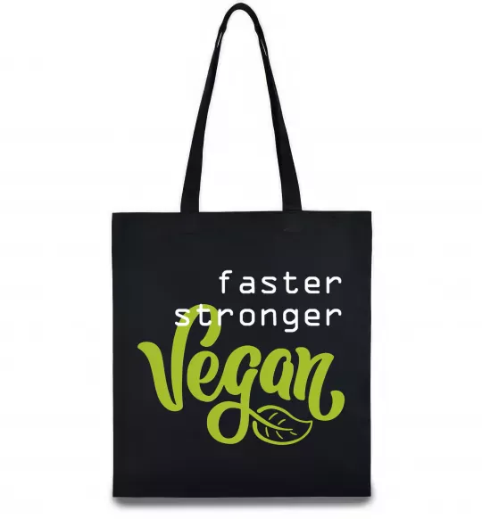 Эко-сумка Faster stronger vegan lettering Черный фото
