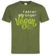 Чоловіча футболка Faster stronger vegan lettering Оливковий фото