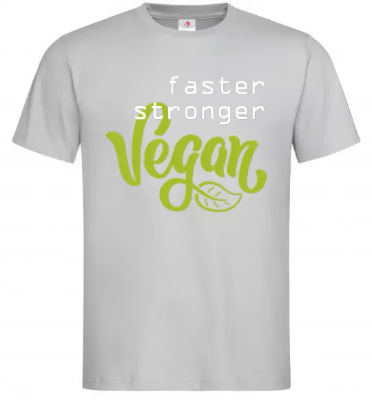 Чоловіча футболка Faster stronger vegan lettering Сірий фото