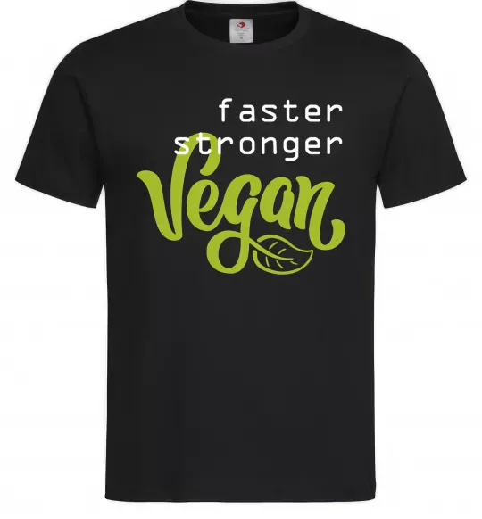 Чоловіча футболка Faster stronger vegan lettering Чорний фото