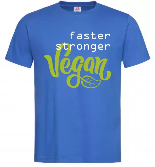 Чоловіча футболка Faster stronger vegan lettering Яскраво-синій фото