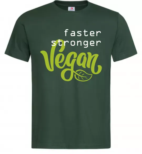 Чоловіча футболка Faster stronger vegan lettering Темно-зелений фото