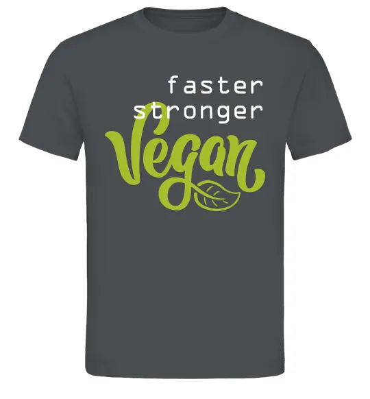 Чоловіча футболка Faster stronger vegan lettering Графіт фото