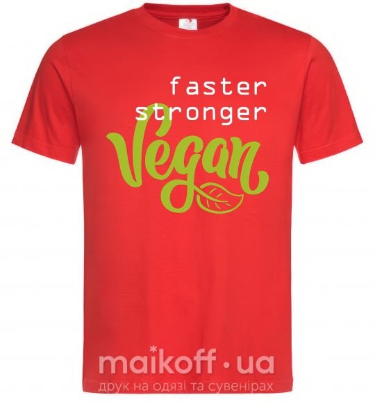 Мужская футболка Faster stronger vegan lettering Красный фото