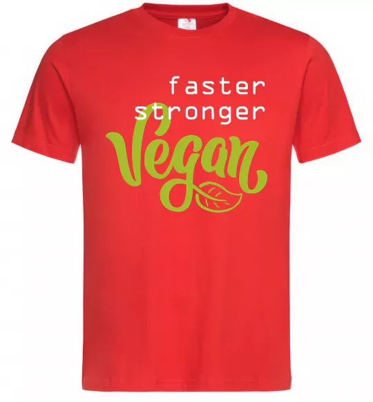 Чоловіча футболка Faster stronger vegan lettering Червоний фото