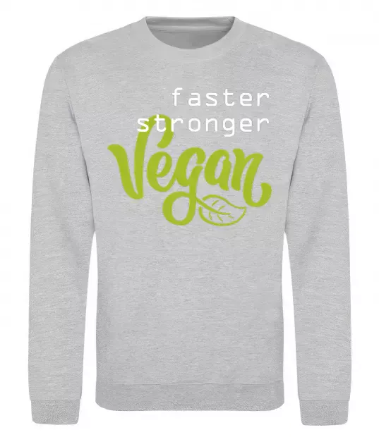 Світшот Faster stronger vegan lettering Сірий меланж фото