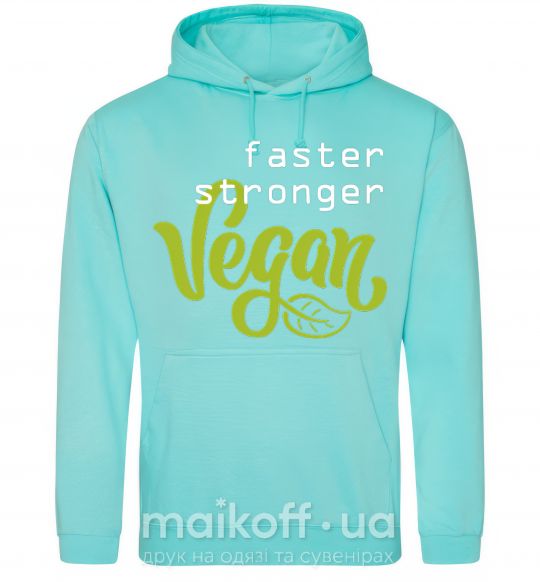 Женская толстовка (худи) Faster stronger vegan lettering Мятный фото