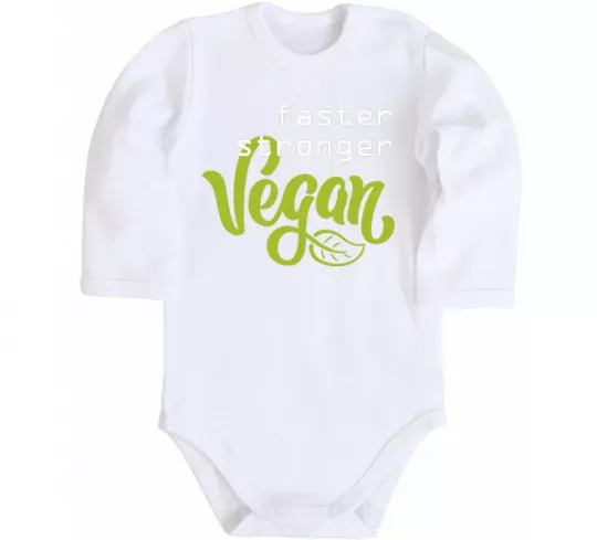 Детский боди Faster stronger vegan lettering Белый фото