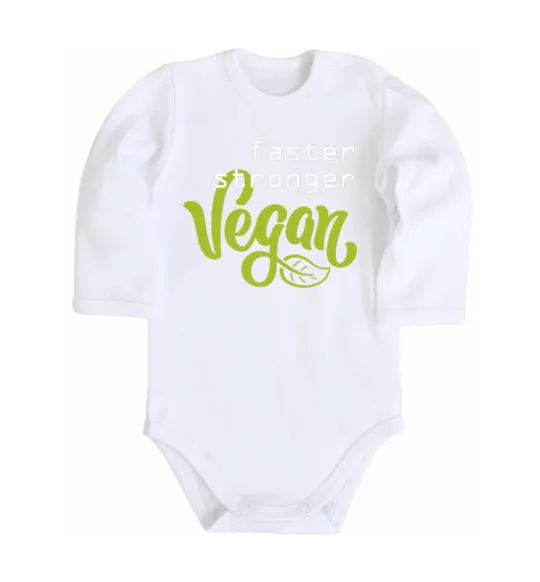 Дитячий бодік Faster stronger vegan lettering Білий фото